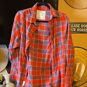 Disney Vibrant Red and Blue Checkered Shirt